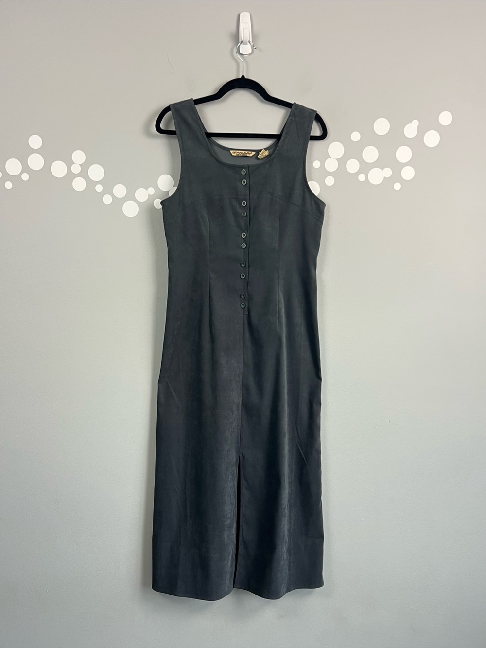 Vintage Jenna Lane New York Pinafore Maxi Dress Button Front Tie Back